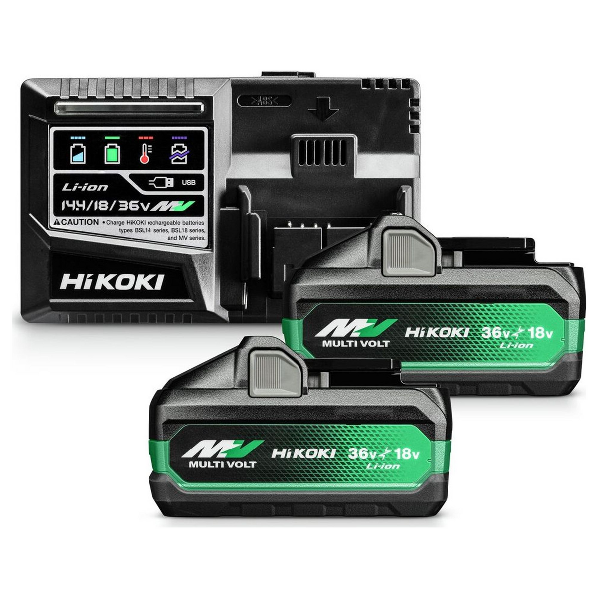 UC18YSL3WJZ - BoosterPack HiKOKI UC18YSL3WJZ 2 baterías multivoltaje BSL36B18X 36V/18V 8Ah/4Ah + cargador de baterías