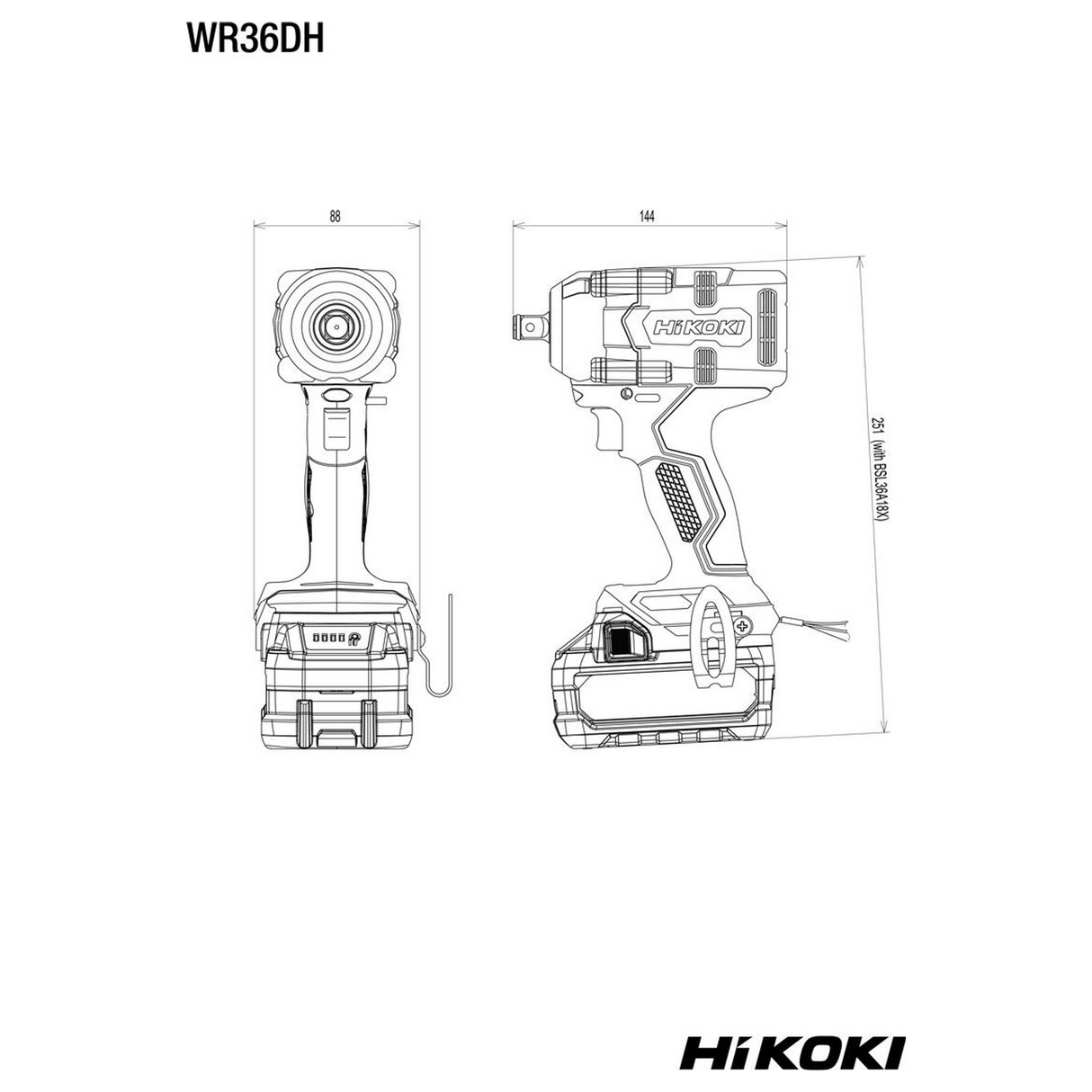 WR36DHW2Z - Llave de impacto HiKOKI WR36DHW2Z de 36 V - Imagen 9