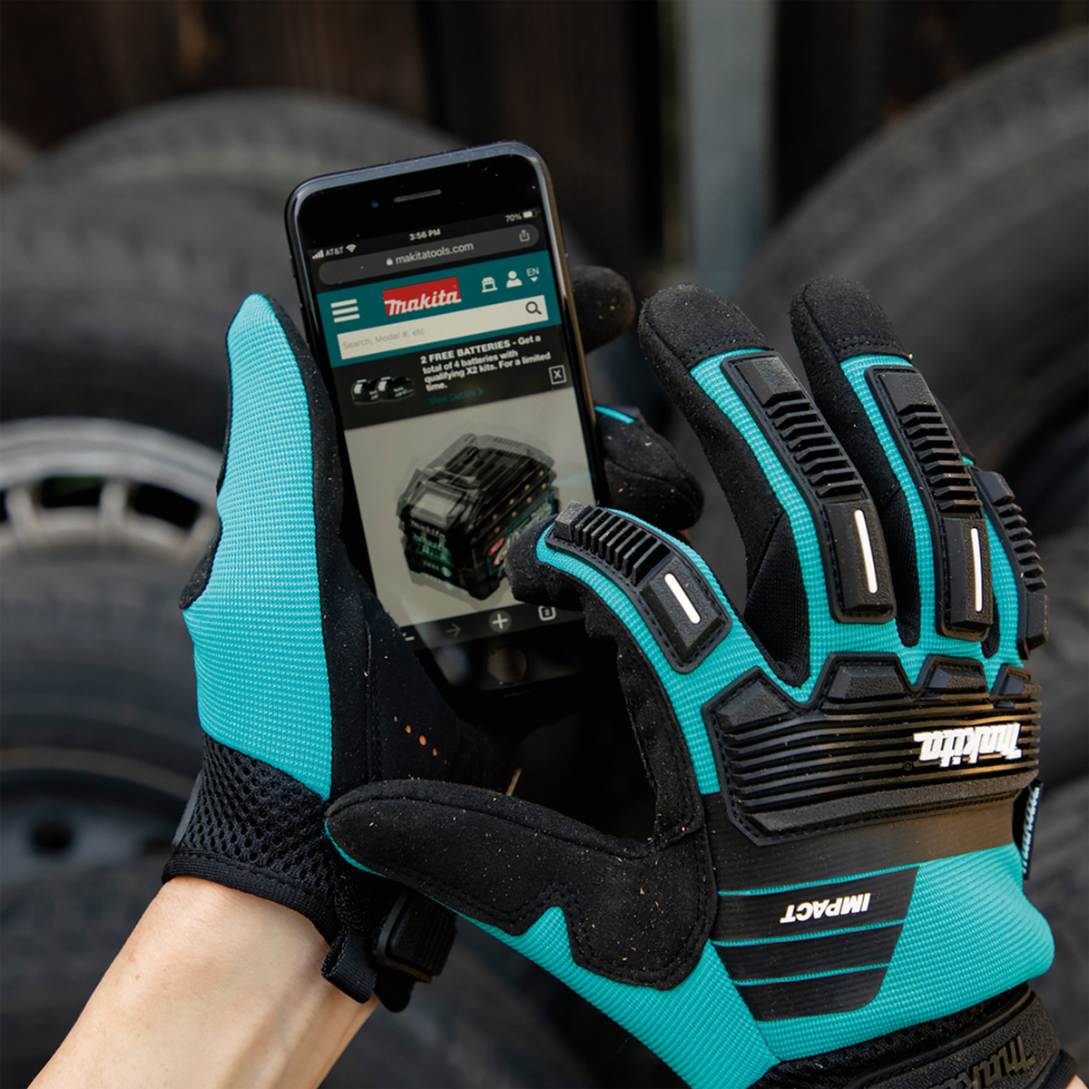 P-84573 - Guantes de demolición resistentes a los golpes Makita P-84573 Talla L - Imagen 5