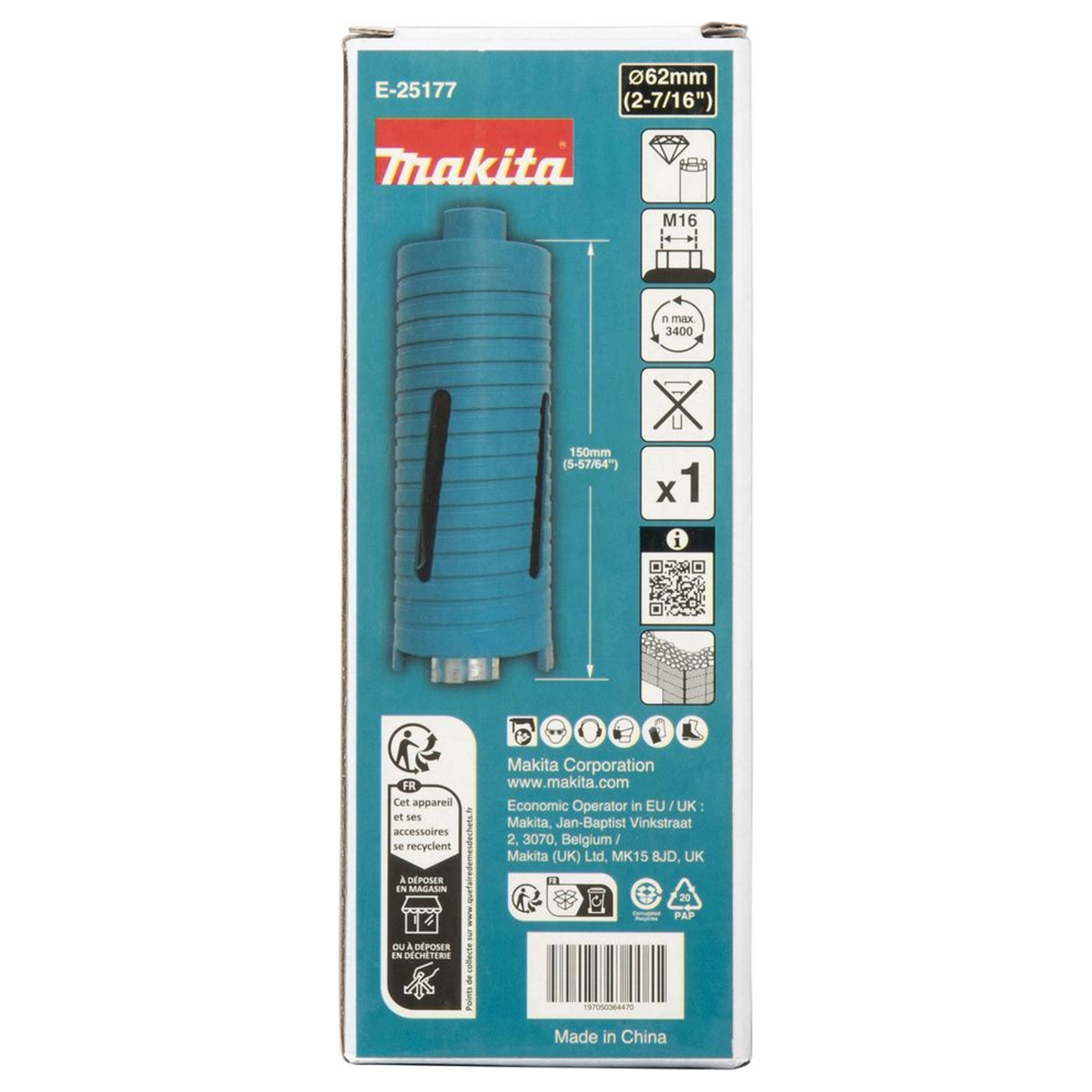 E-25177 - Corona de Diamantes Makita E-25177 62 mm M16 Seco - Imagen 5