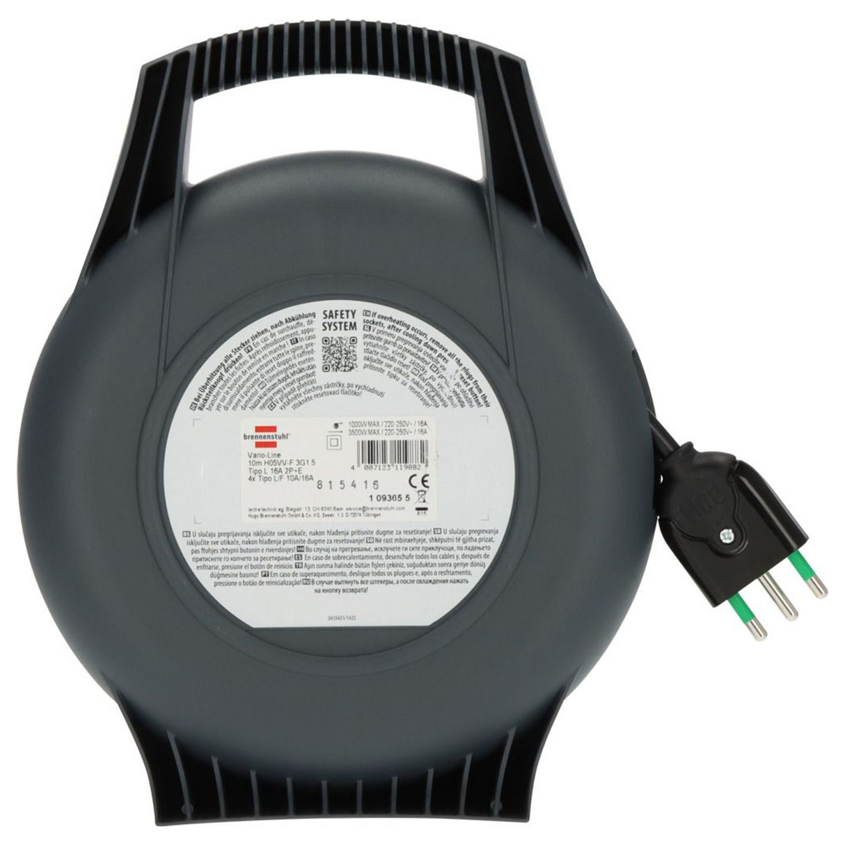 1093655 - Carrete de cable Brennenstuhl Vario Line X de 4 tomas, 10 m, H05VV-F 3G1.5 - Imagen 4