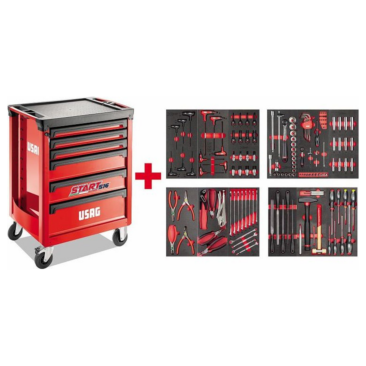U05160639 - INICIO Carrito USAG con surtido de mantenimiento X-Grip de 144 piezas