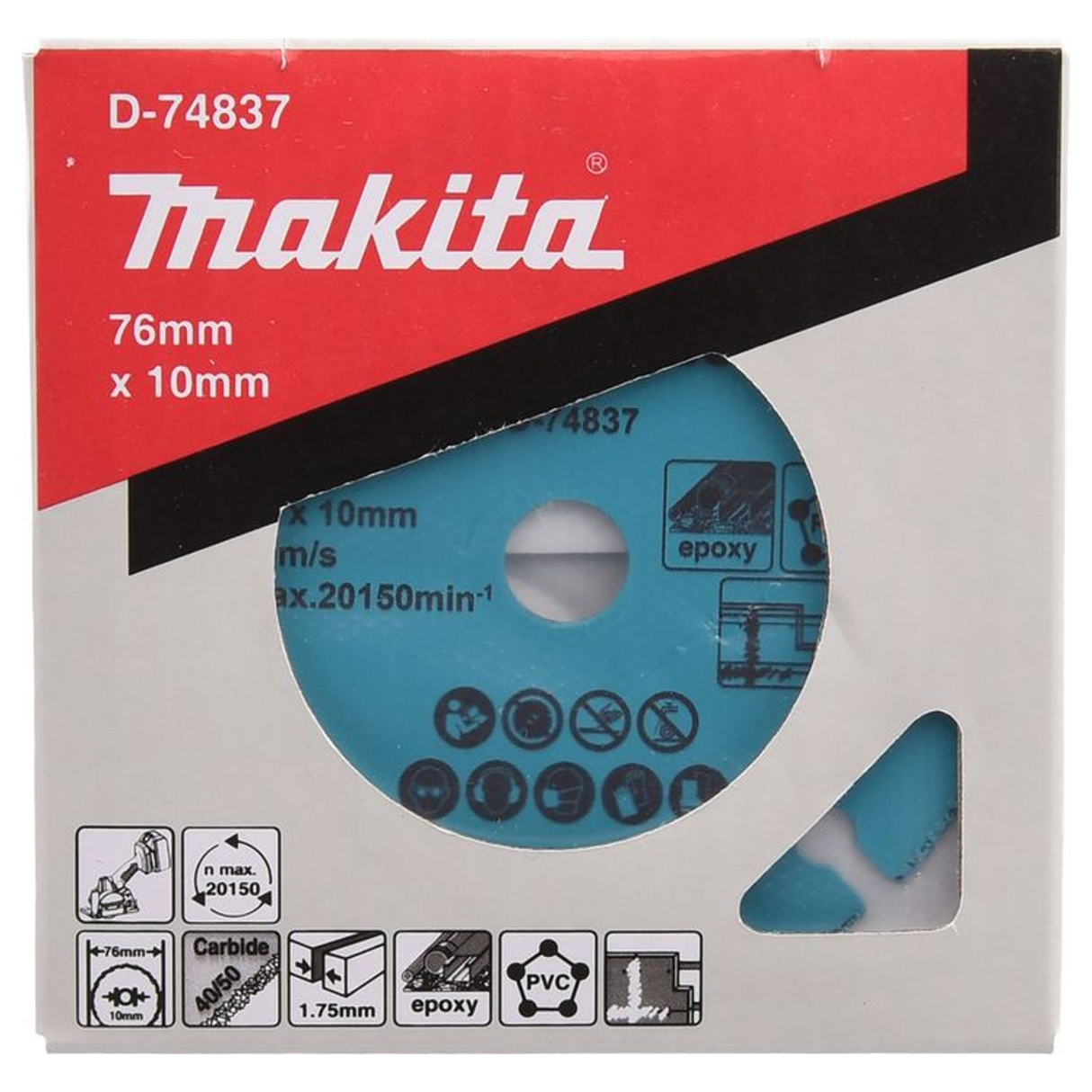 D-74837 - Disco de corte de carburo de tungsteno Makita D-74837 76x10mm - Imagen 4