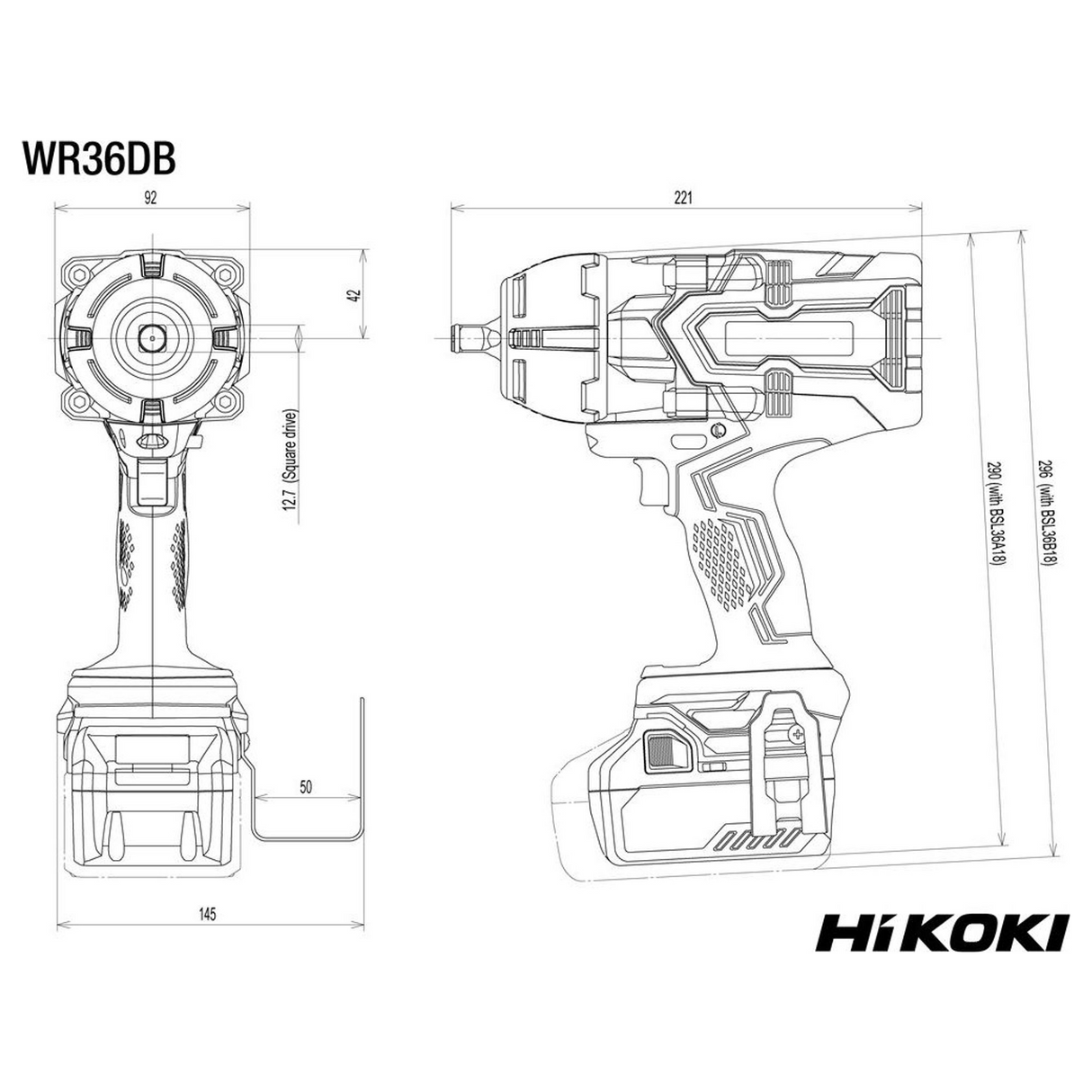WR36DBW2Z - Llave de impacto HiKOKI WR36DBW2Z de 36 V - Imagen 3