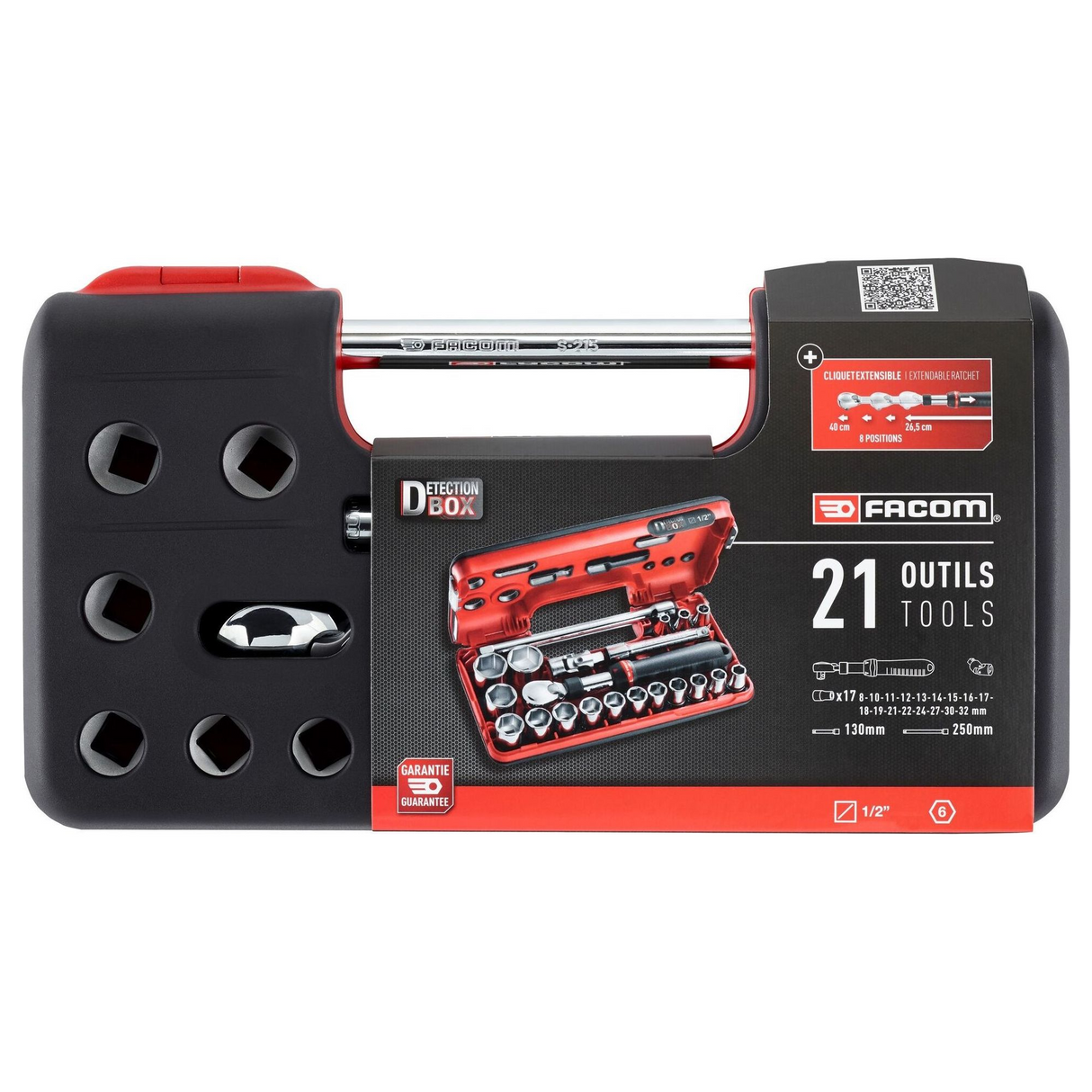 SXL.DBOX1PB - Set Bussole Facom SXL.DBOX1PB 1/2" con Cricchetto Estensibile 21 Pezzi - Immagine 3