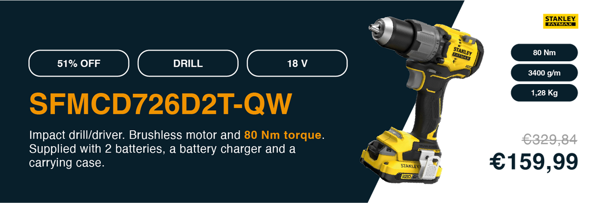taladro de impacto Stanley SFMCD726D2T-QW 18V 2Ah