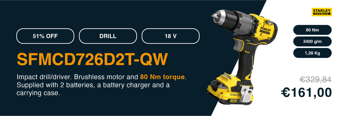 taladro de impacto Stanley SFMCD726D2T-QW 18V 2Ah
