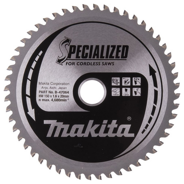 B-47064 - Hoja de sierra circular Makita B-47064 150 mm 52T Aluminio - Imagen 2