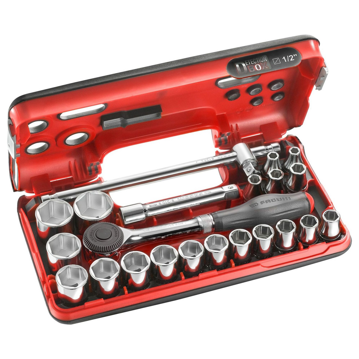 S.360DBOX4PB - Set Bussole Facom S.360DBOX4PB 1/2" con Cricchetto (22 pz)