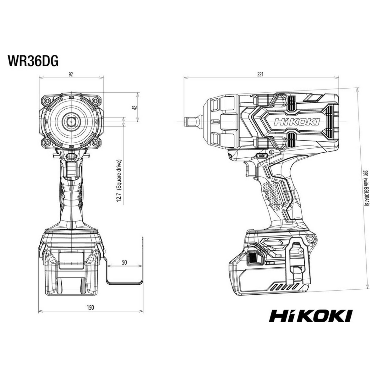 WR36DGWRZ - Llave de impacto HiKOKI WR36DGWRZ de 36 V - Imagen 8