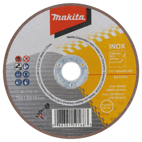 D-74815 - Disco de corte abrasivo delgado Makita D-74815 76x1x10mm - Imagen 2