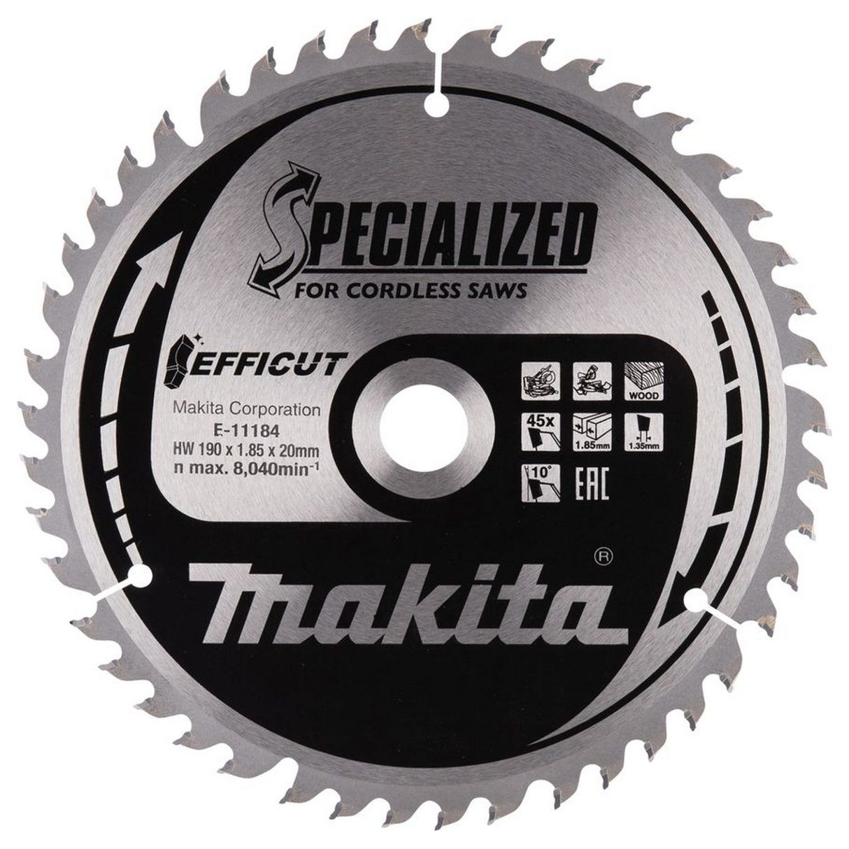 E-11184 - Cuchilla EFFICUT Makita E-11184 190/20 45 Dientes - Imagen 2