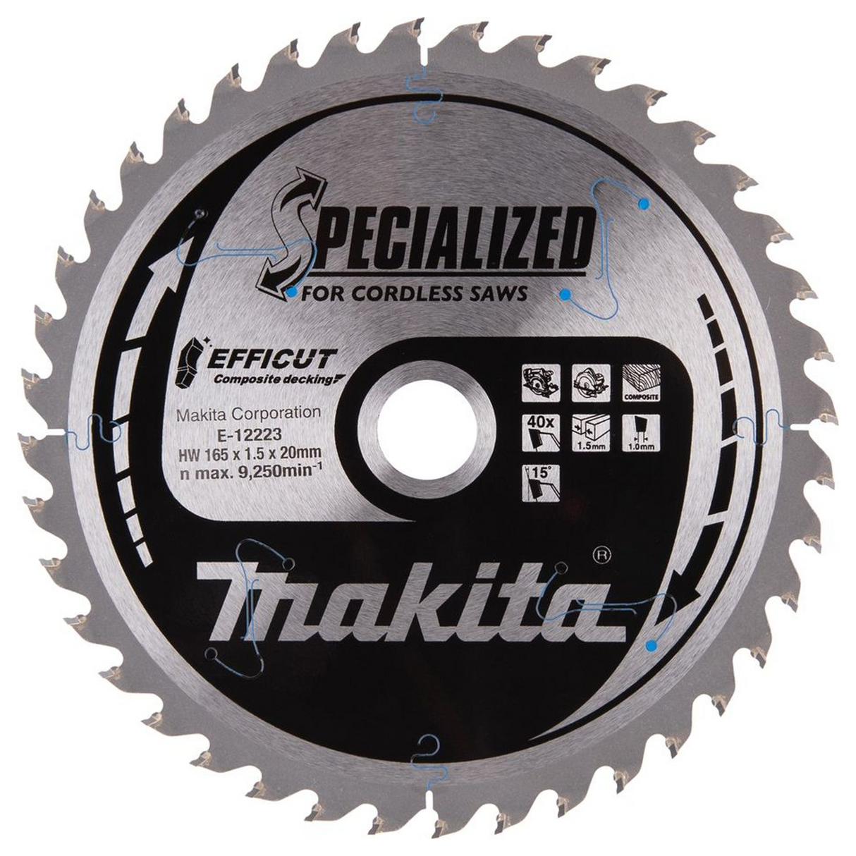 E-12223 - Hoja de sierra circular Makita Efficut E-12223 165x20mm 40T - Imagen 2