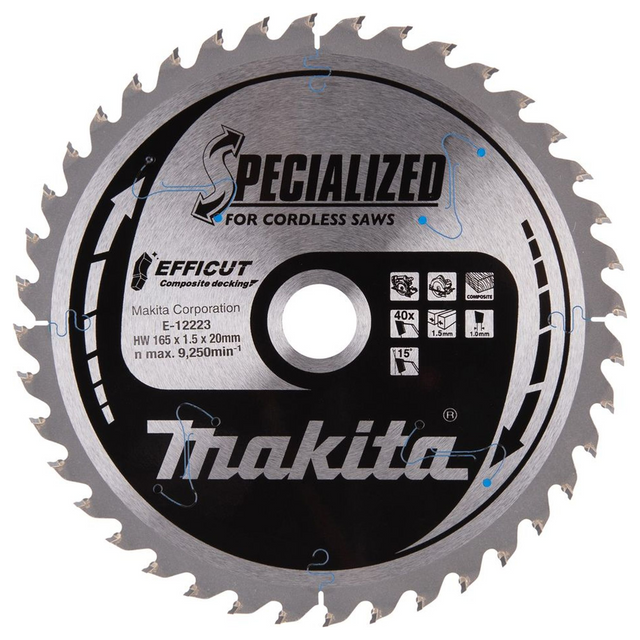 E-12223 - Hoja de sierra circular Makita Efficut E-12223 165x20mm 40T - Imagen 2