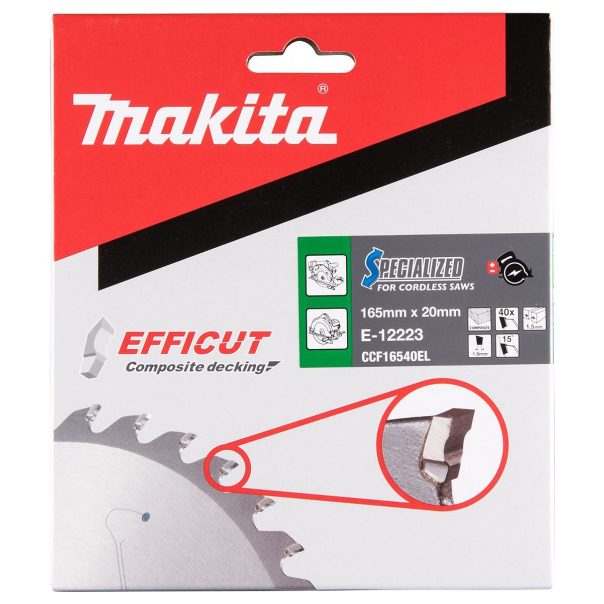 E-12223 - Hoja de sierra circular Makita Efficut E-12223 165x20mm 40T - Imagen 5