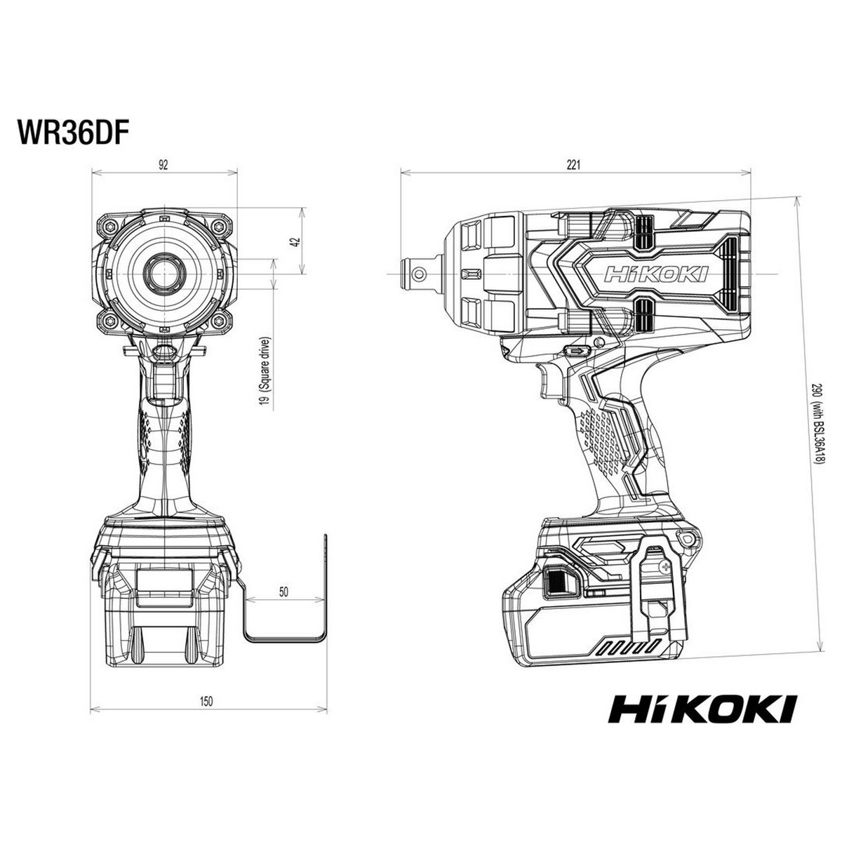 WR36DFW2Z - Llave de impacto HiKOKI WR36DFW2Z de 36 V - Imagen 11