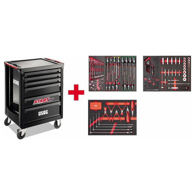 U05161627 - Carrello START USAG 516 ST6NMA con Assortimento Autoriparazione 155 pz