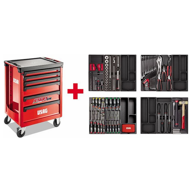 U05160630 - INICIO Carrito USAG 516 ST6PM con surtido de mantenimiento de 157 piezas