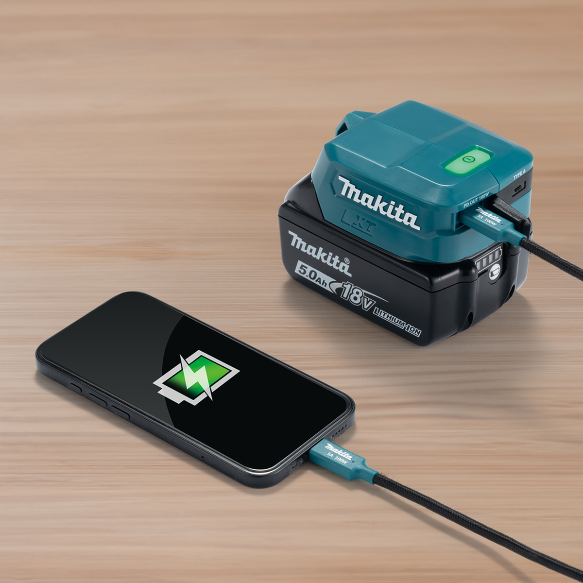 ADP15 - Adattatore USB Makita ADP15 LXT USB-C 105W + USB-A 18V - Immagine 2