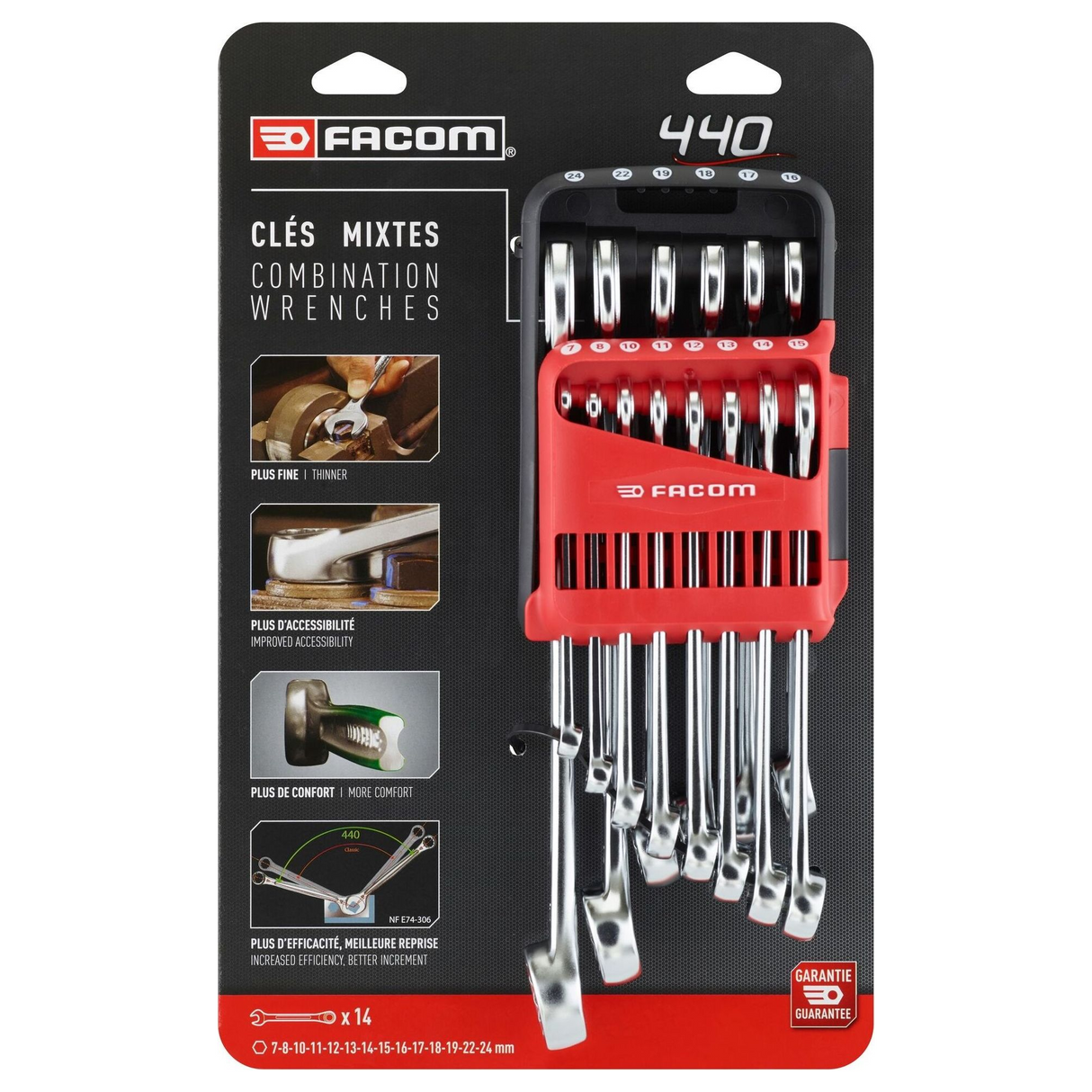 440.JP14PB - Set Chiavi Combinate Facom 440 Performance 14 Pezzi - Immagine 4