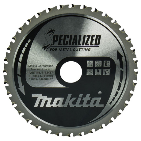 B-33417 - Hoja de sierra circular Makita B-33417 TCT especializado de 185 mm y 36 dientes - Imagen 2