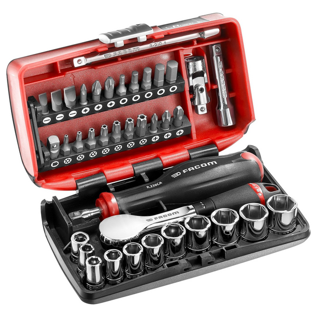 R.181NANO - Set Chiavi a Bussola NANO Facom R.181NANO 1/4" 38 pz con Cricchetto Alta Precisione