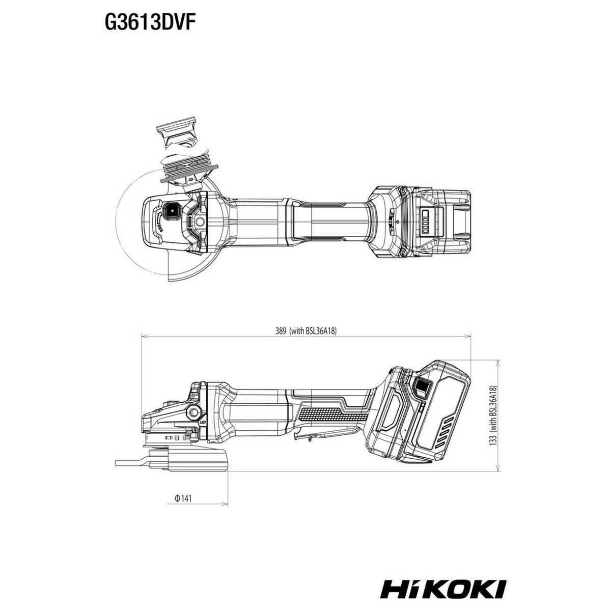 G3613DVFW2Z - Amoladora angular HiKOKI G3613DVFW2Z de 36 V y 125 mm - Imagen 12