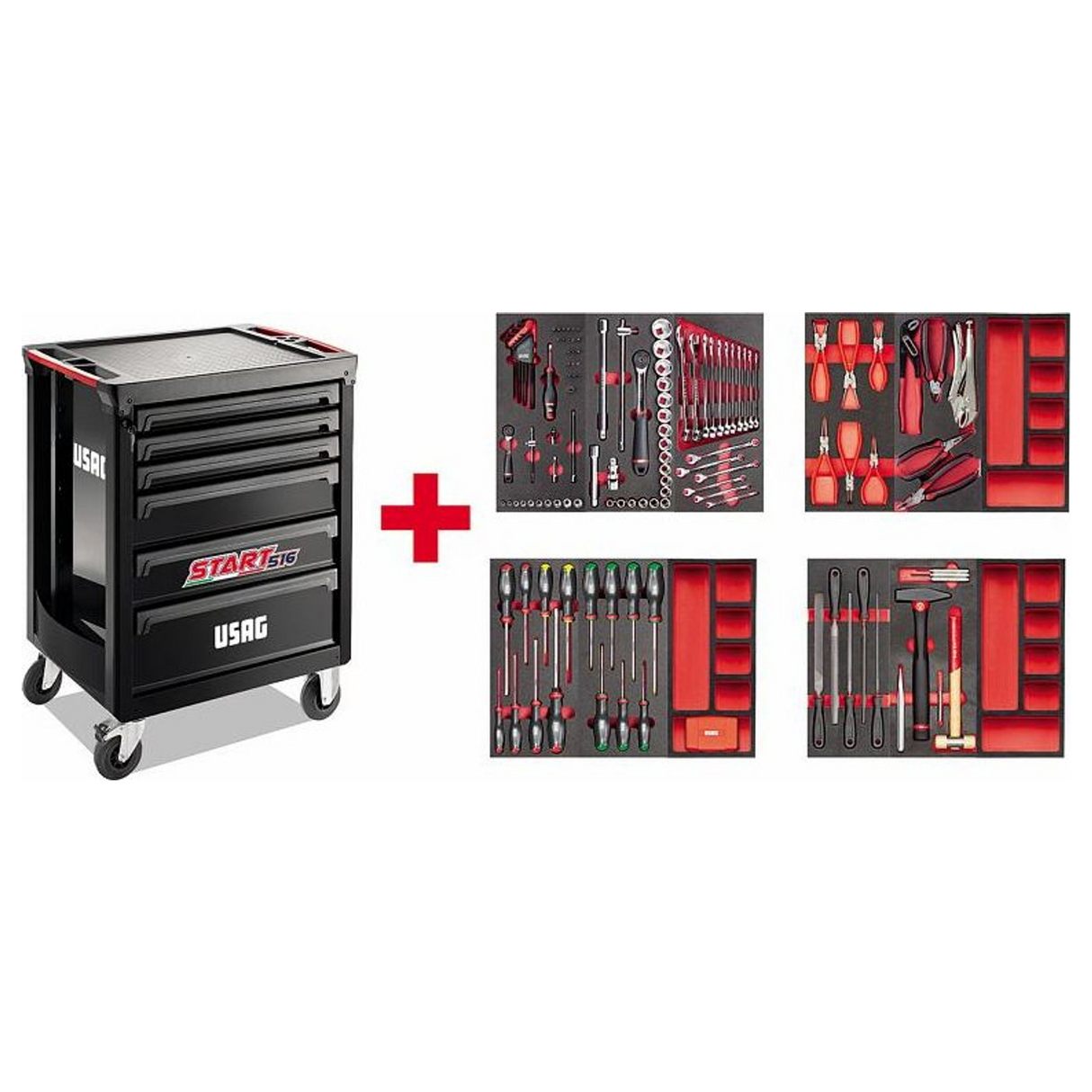 U05161628 - INICIO Carrito USAG 516 ST6NMM con surtido de mantenimiento de 156 piezas