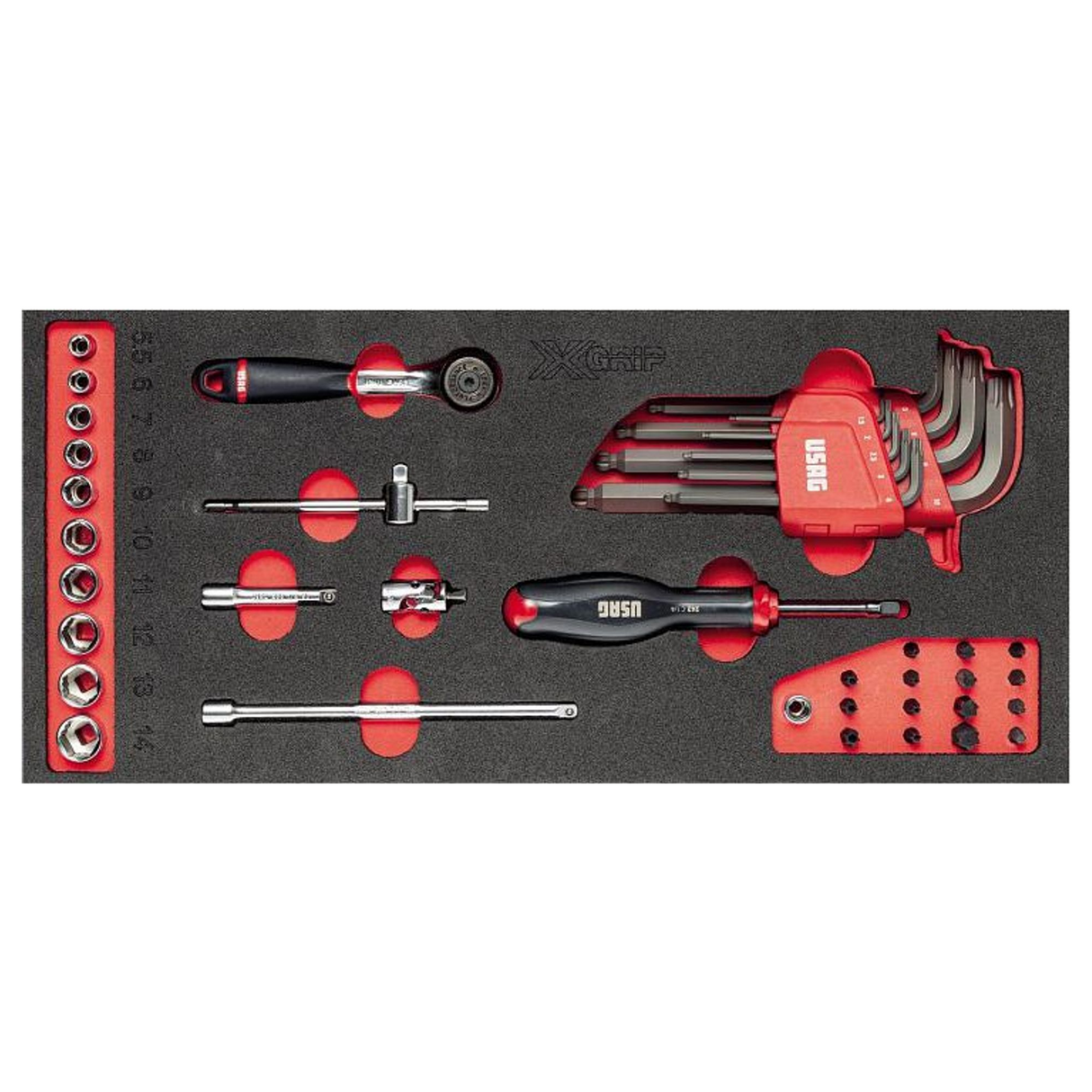 U05191069 - Modulo Spugna USAG 519 M 613AEAX Set Chiavi Bussole 41 Pezzi