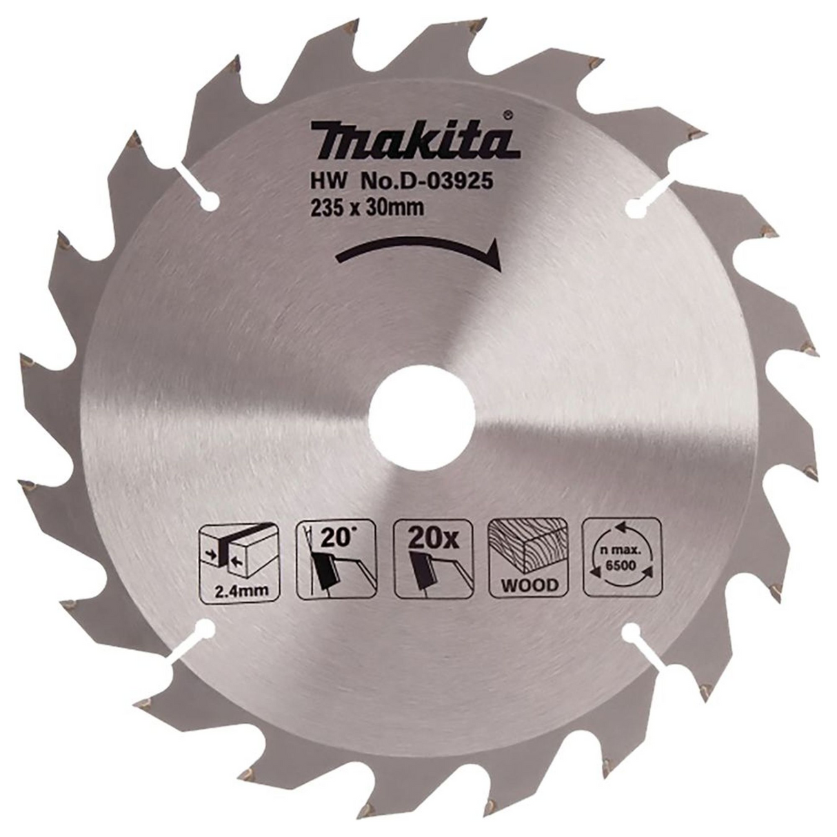 D-03925 - Hoja TCT estándar Makita D-03925 235x30mm 20T - Imagen 2