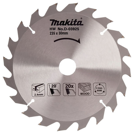 D-03925 - Hoja TCT estándar Makita D-03925 235x30mm 20T - Imagen 2