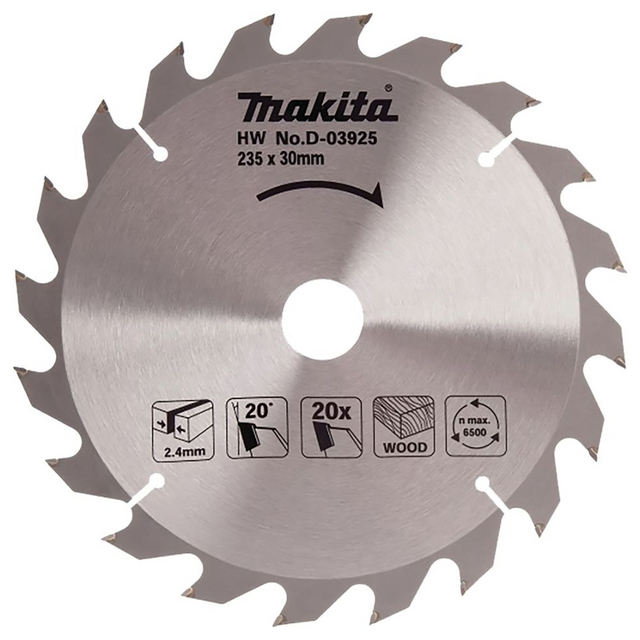 D-03925 - Hoja TCT estándar Makita D-03925 235x30mm 20T - Imagen 2